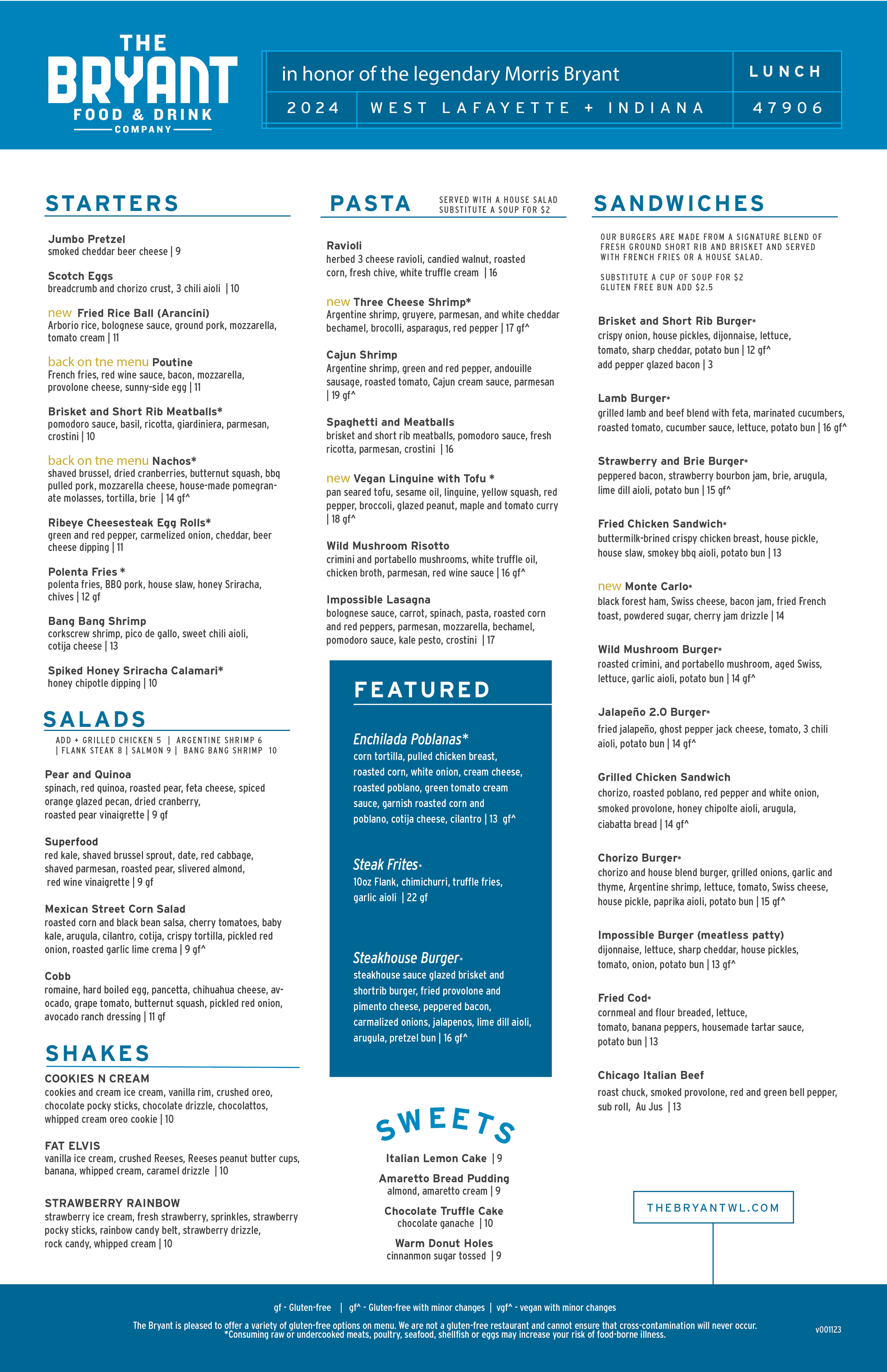 The bryant menu deals